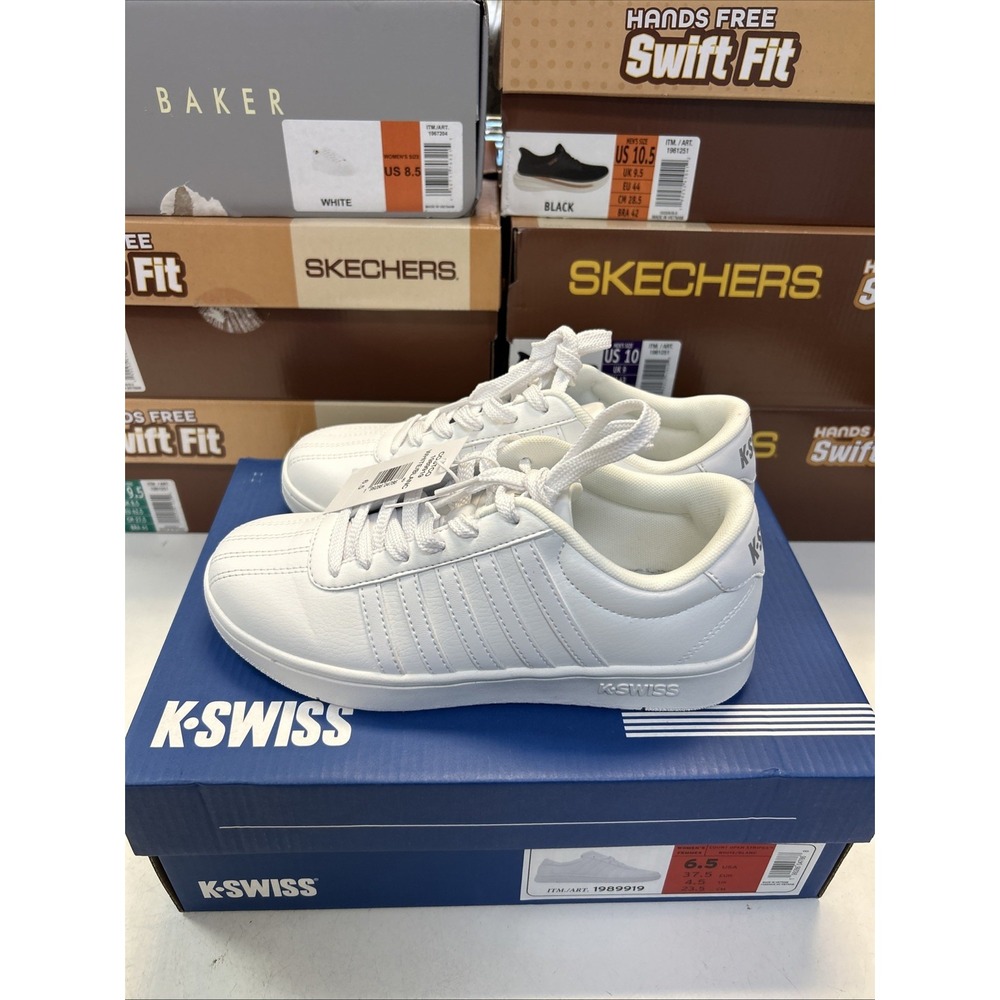 K-Swiss Court Open Stripes Womens 6.5 White Sneakers 0529 1989919